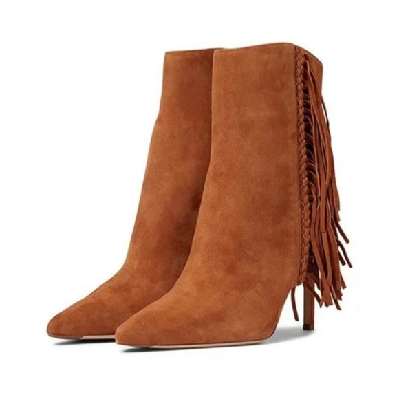 Veronica Beard Nyomi Suede Fringe Ankle Boots Size 10 in Hazelwood - Picture 3 of 4